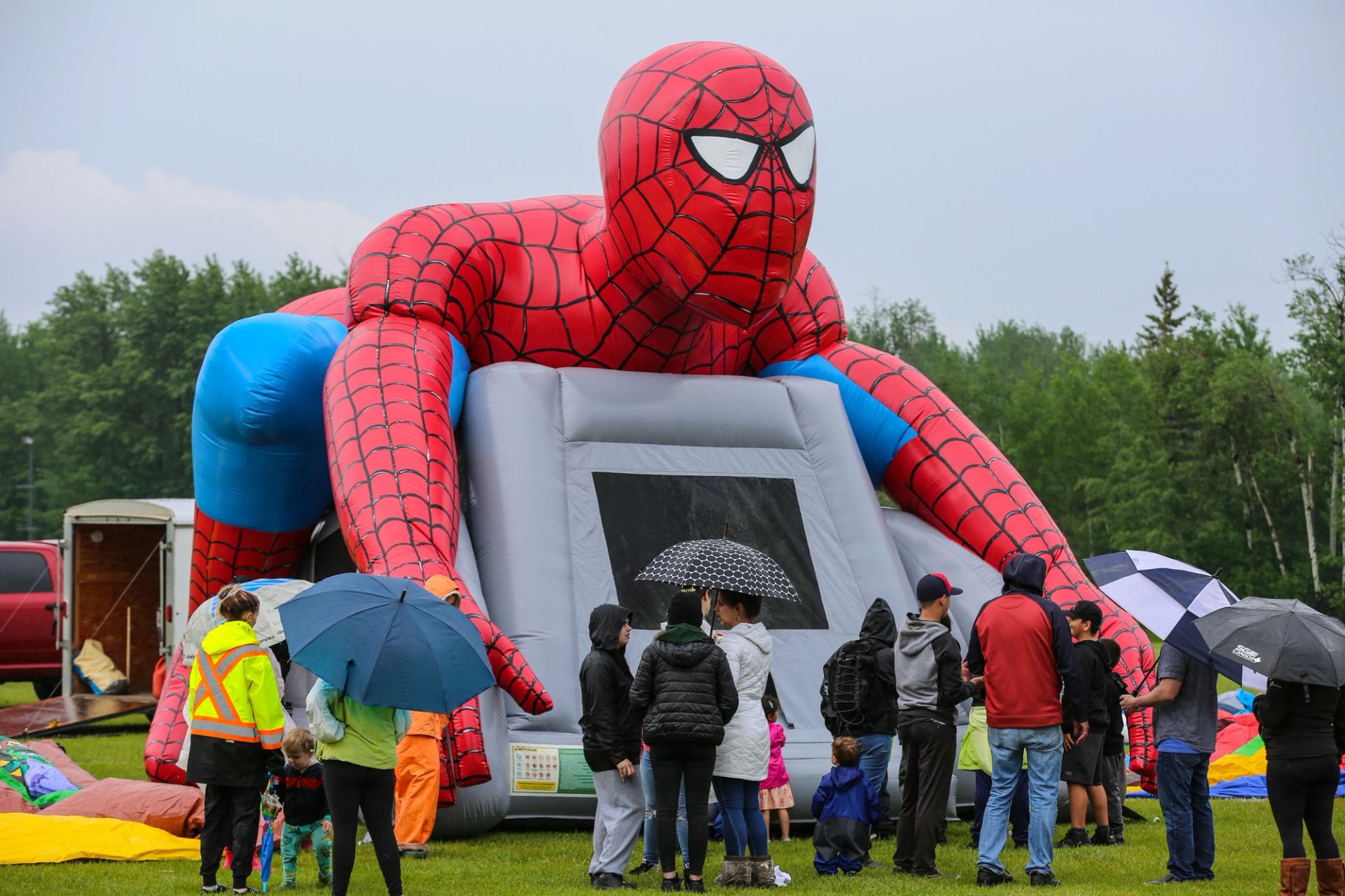 Spiderman bouncy castle for the kids
