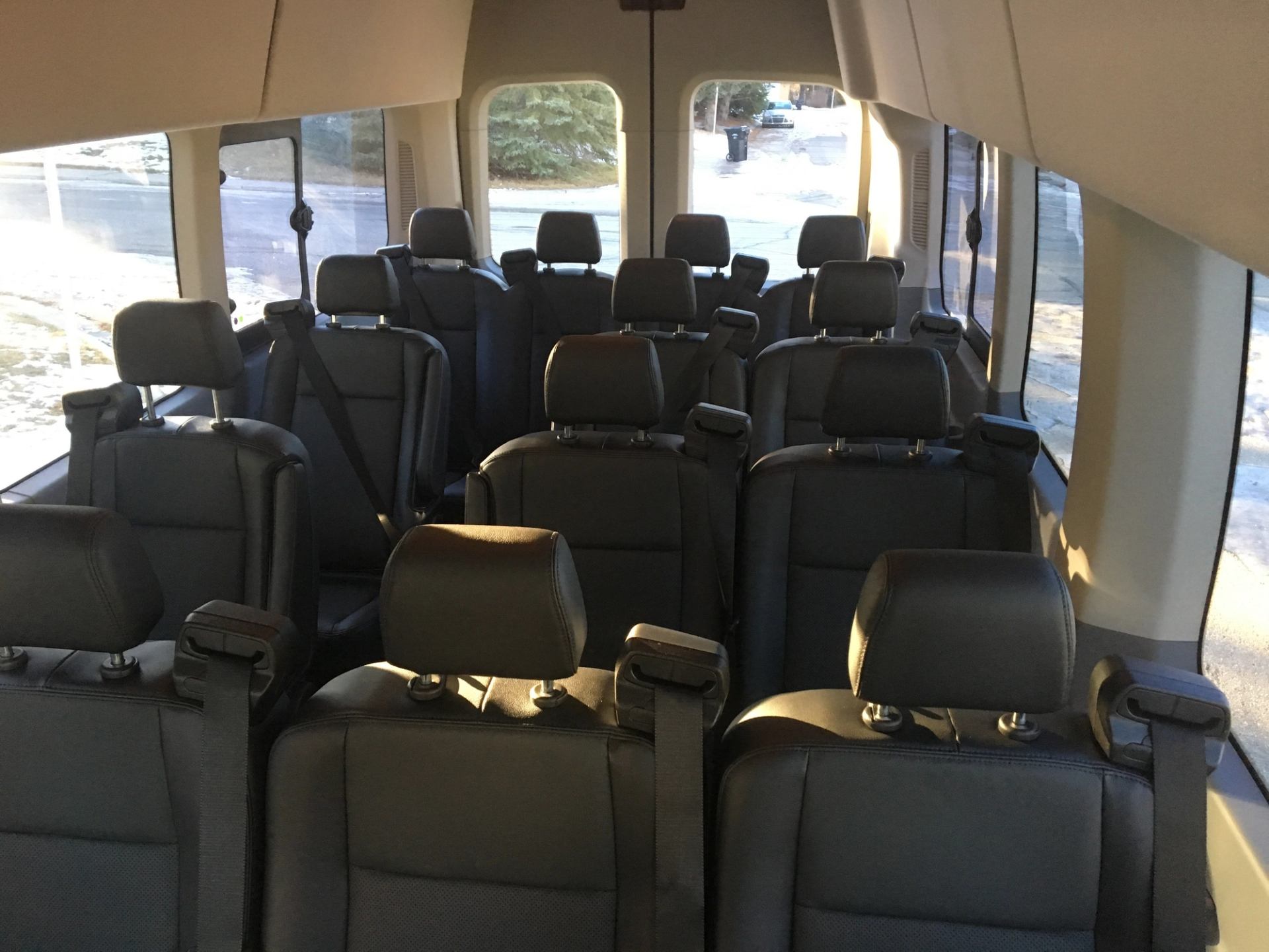Executive Shuttle Van Interior with Upgraded Leather Seating