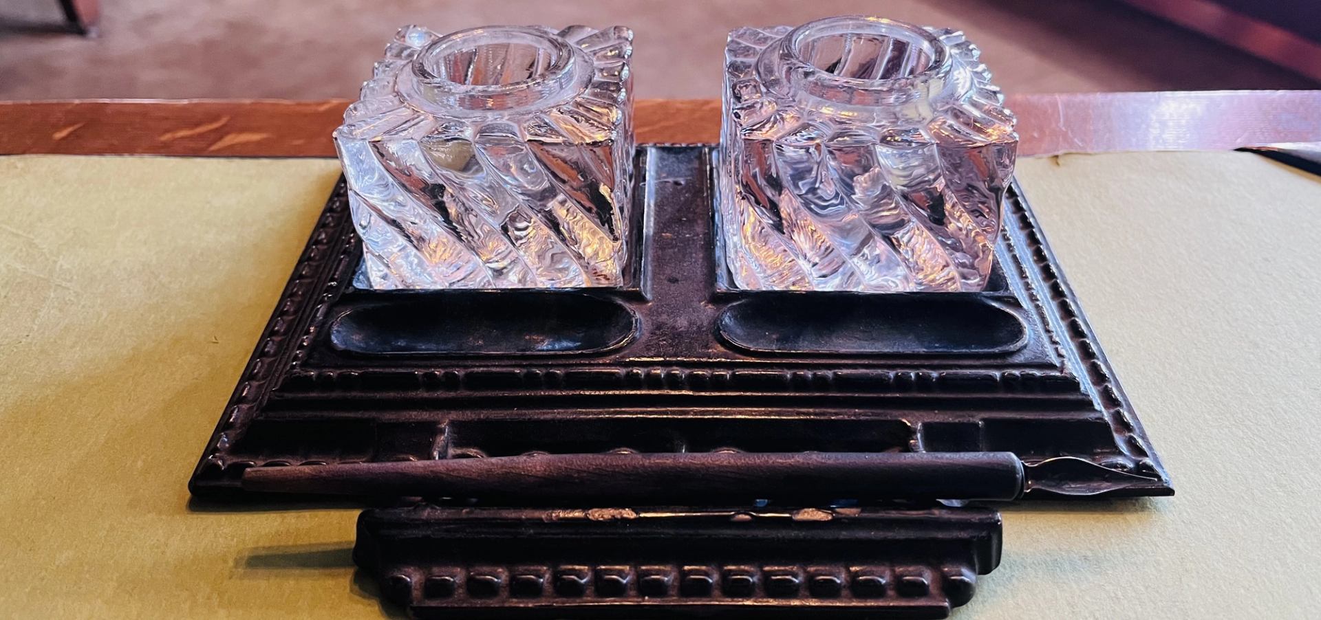 Old-fashioned pens and ink.