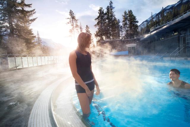 Female visitor enjoying the hot springs.