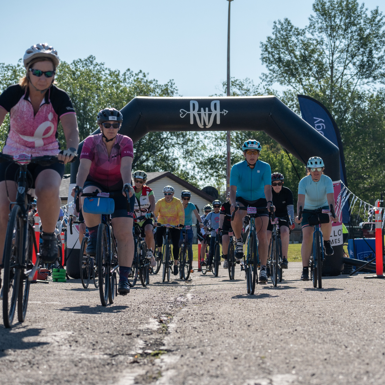 The race has started with everyone on their bikes.