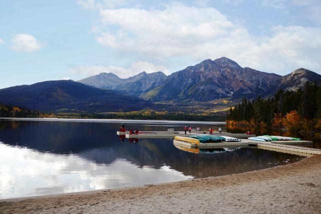 Scenic shot of Pyramid Lake in Jasper National Park.