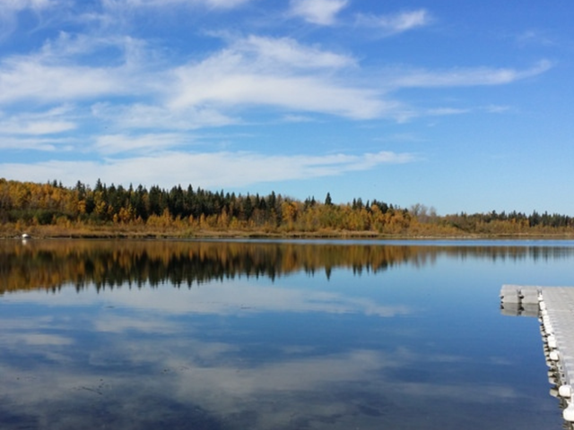 Garner Lake with a dock.
