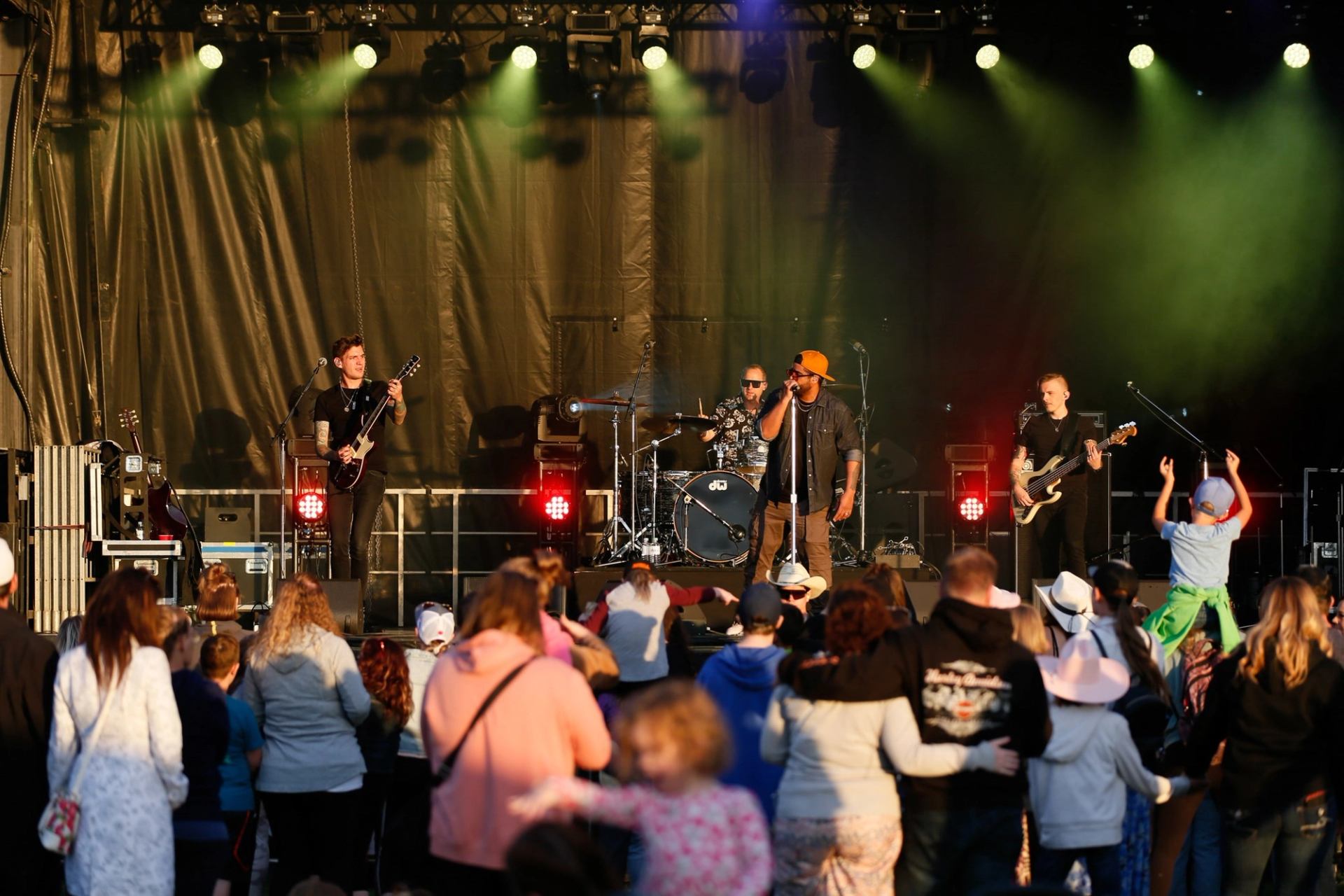 The band playing on stage
