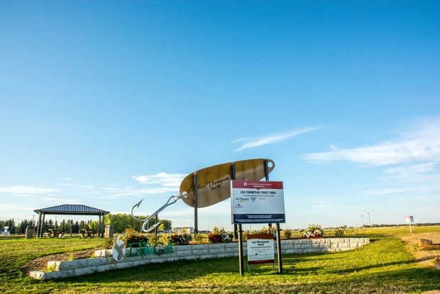 A wide shot of the lure with a bright blue sky in the background.