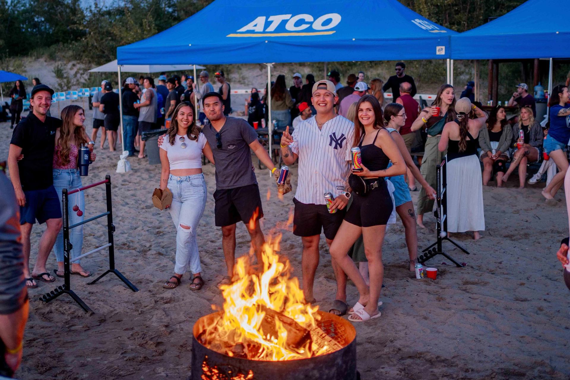 Guests enjoying a fun evening on Devonshire Beach