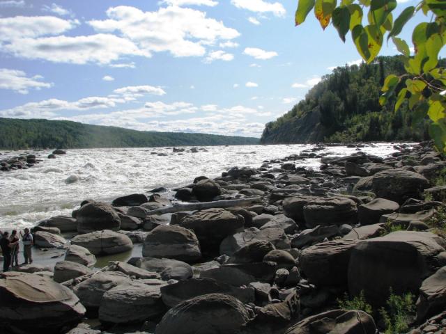 Scenic shot of the Athabasca River Concretions in Alberta.