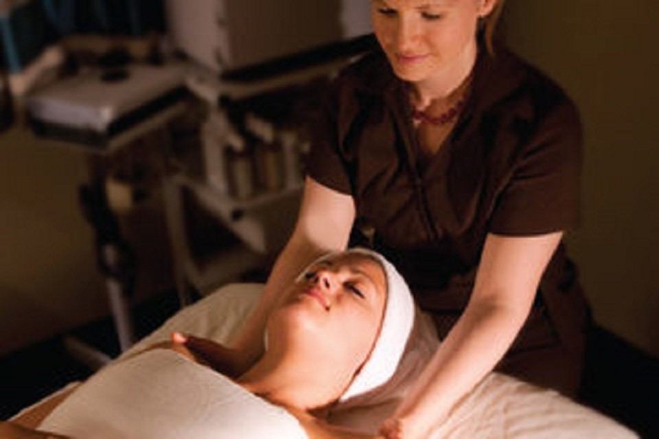Woman receiving a spa treatment.