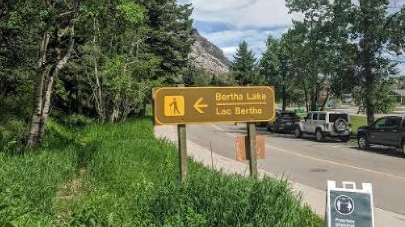 Trail signage for Bertha Lake Trail.