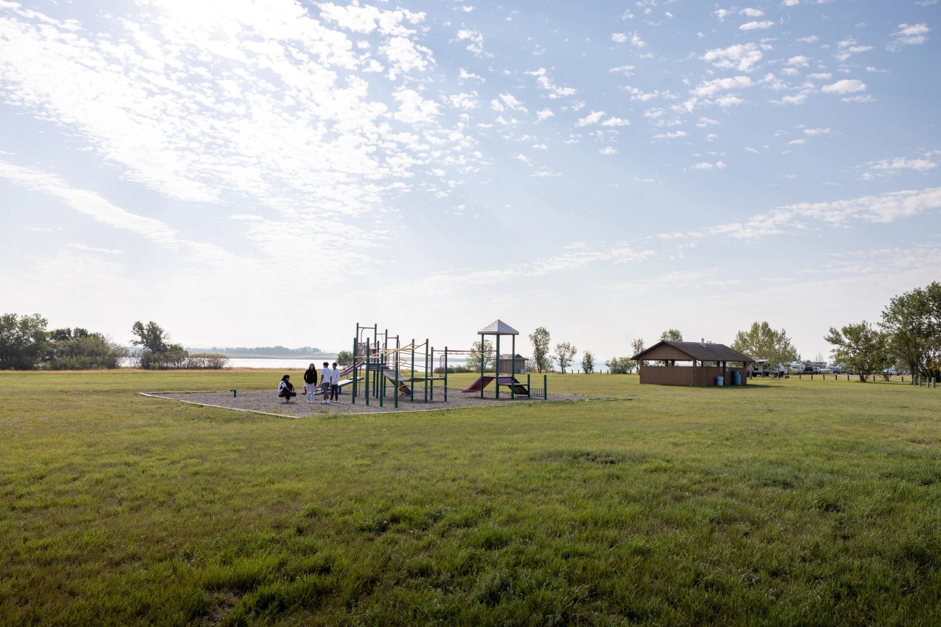 A playground at Lake McGregor Campground.