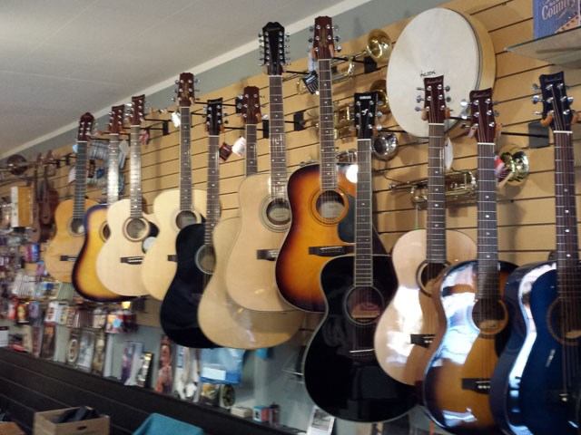 A variety of guitars