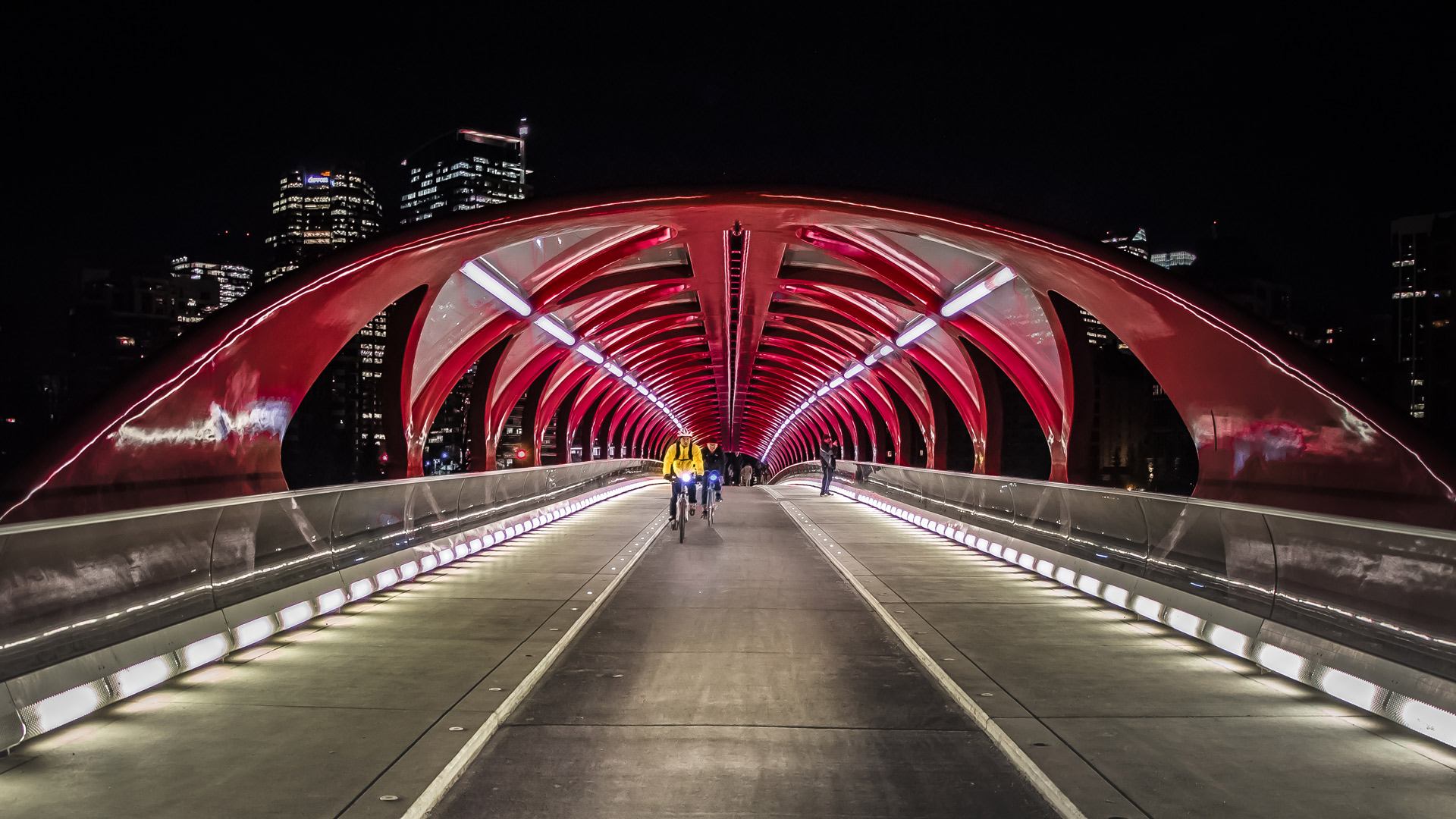 People walking on the bridge