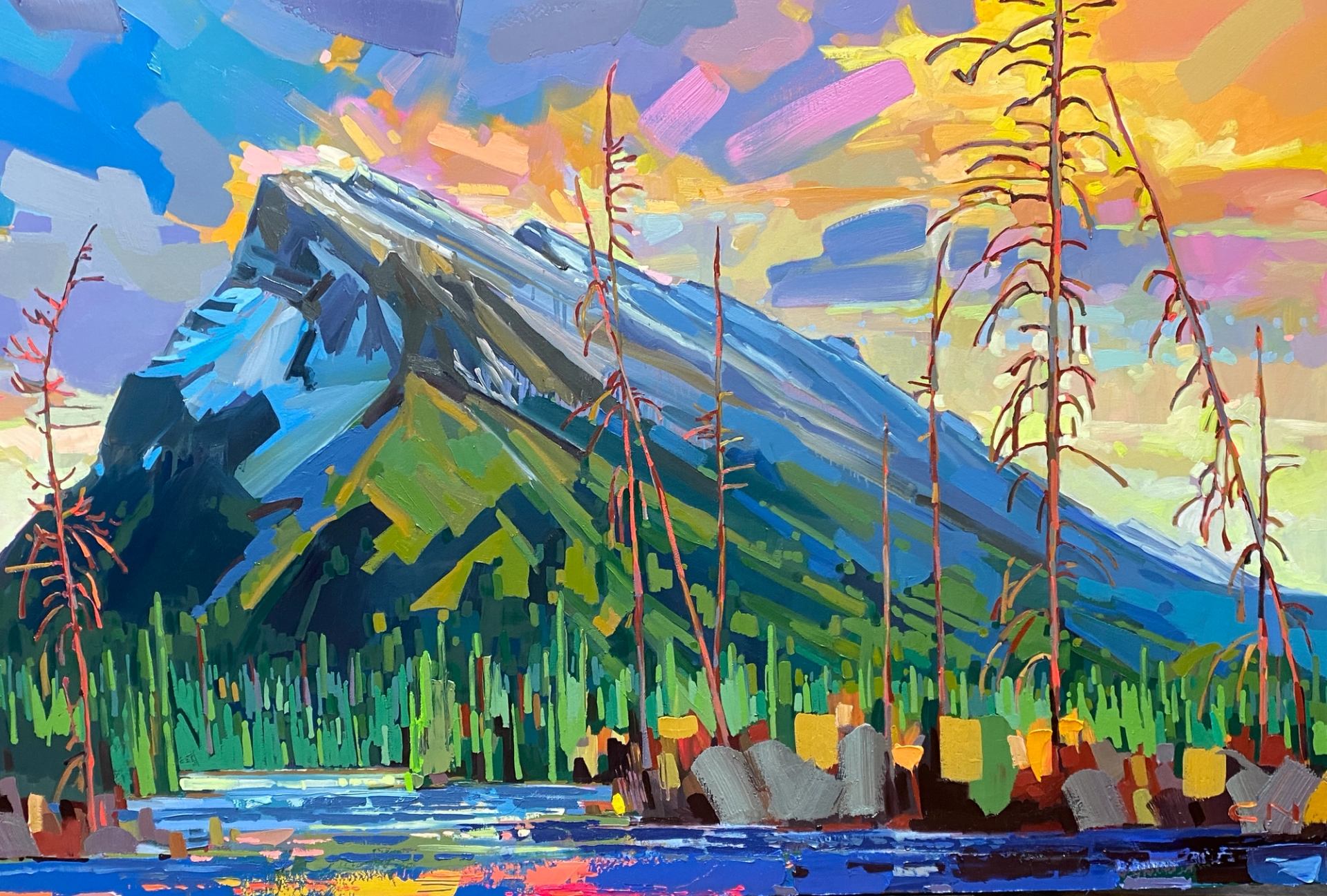 Beautiful art piece of landscape at the gallery