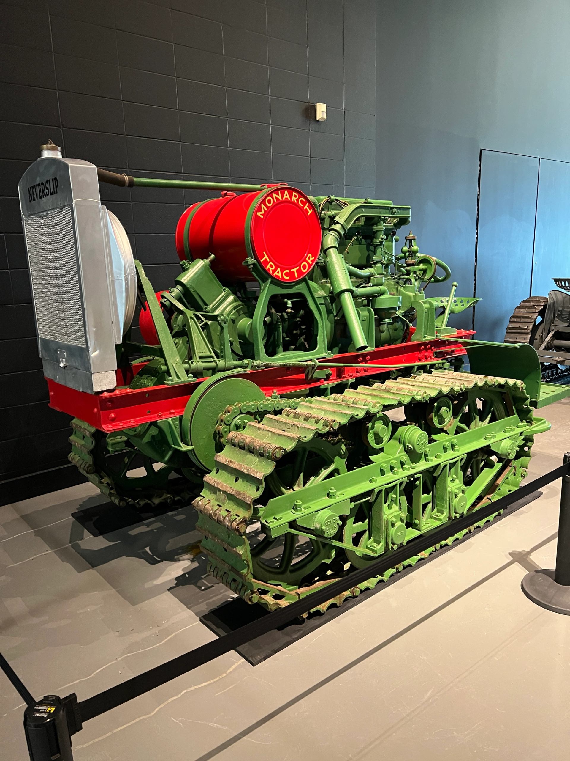 A green crawler tractor