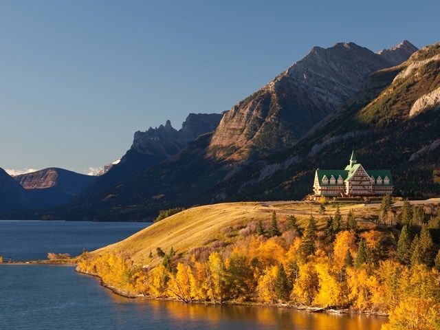 Scenic landscape shot of the Prince of Wales Hotel.