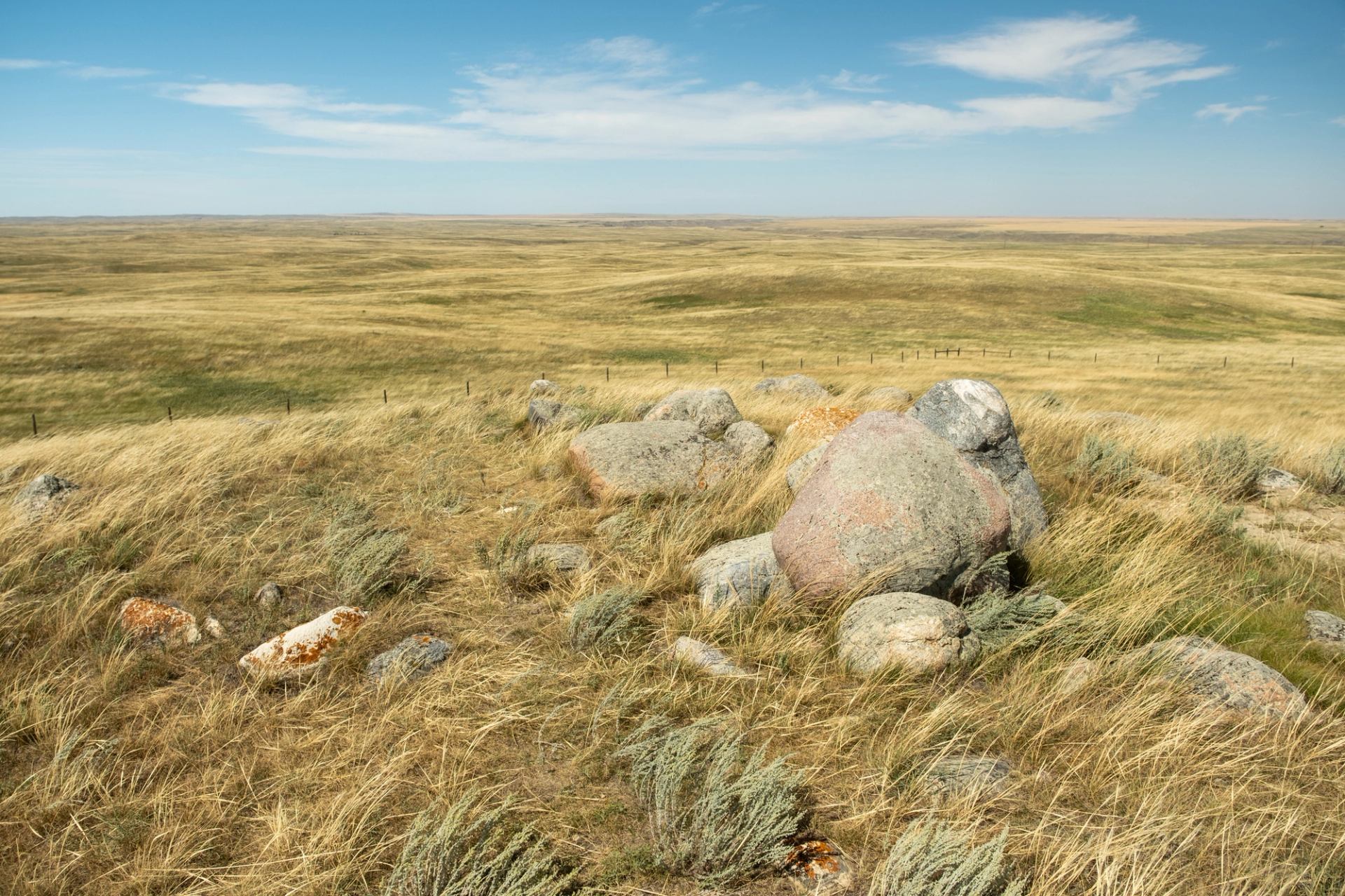 A close up of the stones at Majorville Cairn and Medicine Wheel.