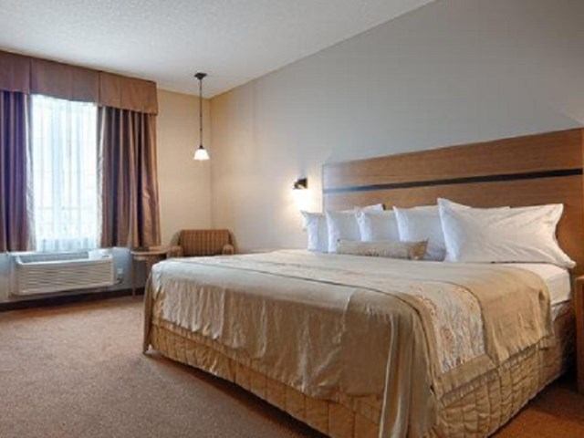 Cozy hotel room with modern decor at Best Western Plus Chateau Inn.