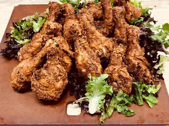 A platter of chicken.