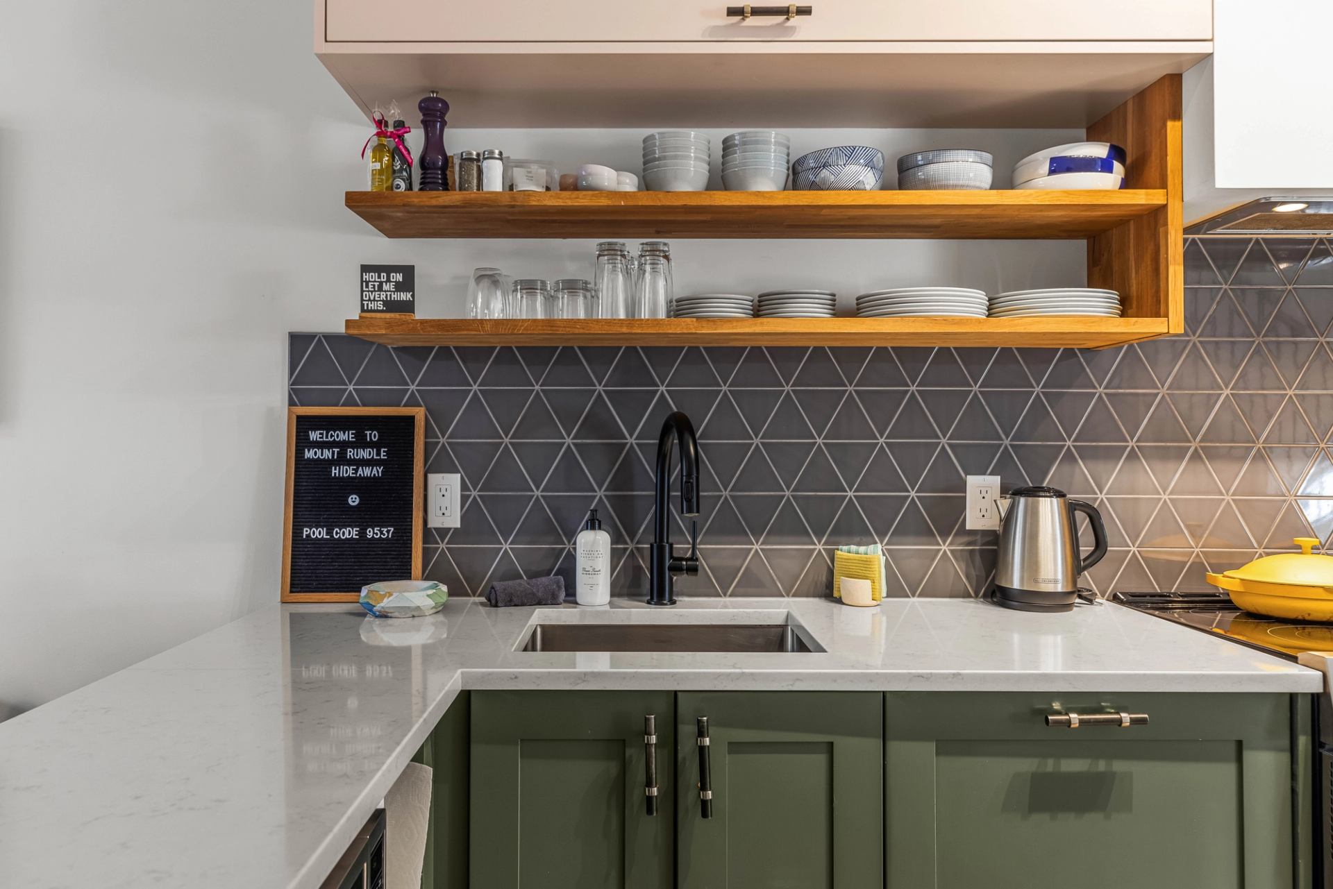 The kitchen space.