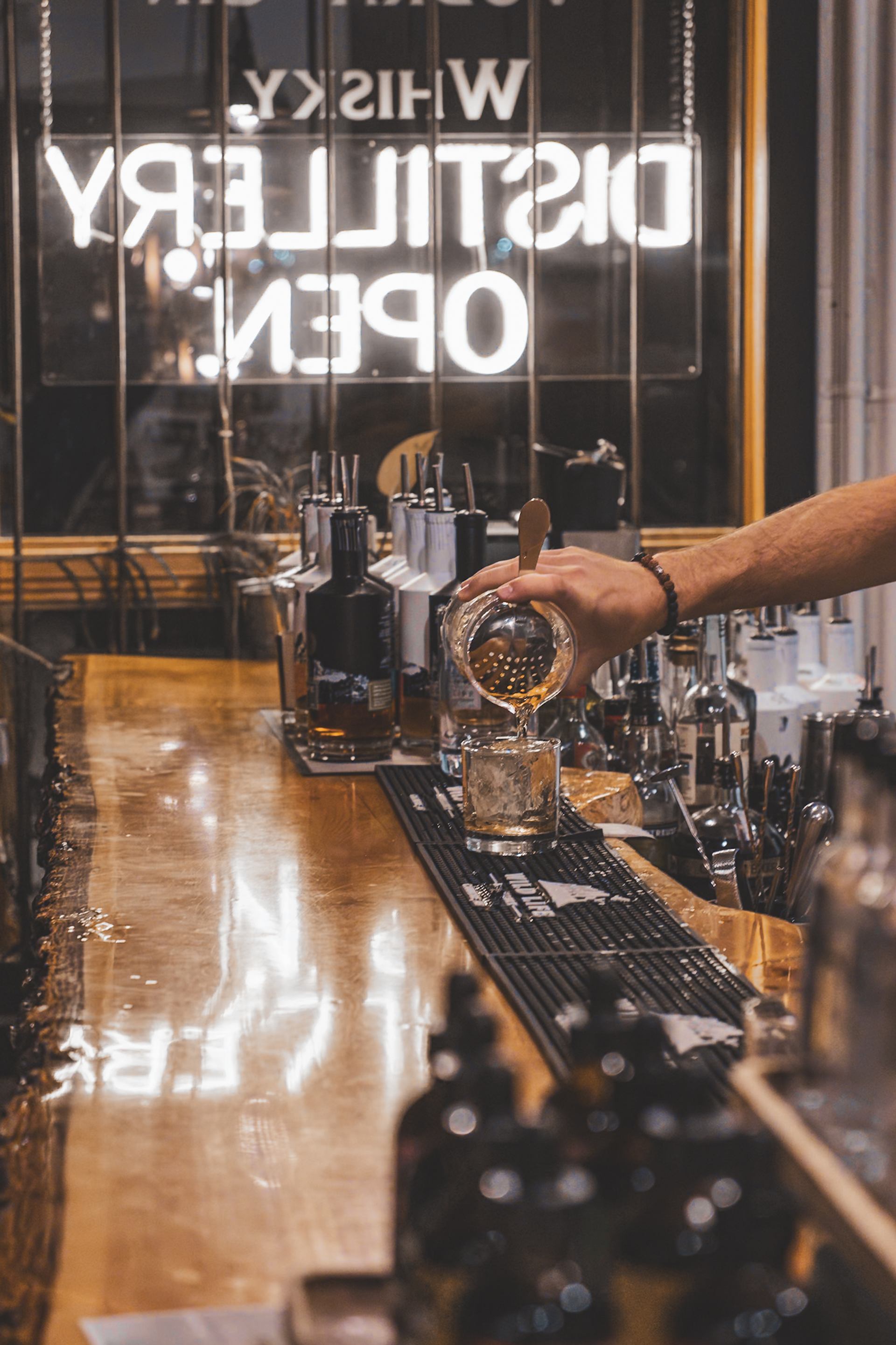 Wild Life Distillery Mixologist preparing a delicious craft cocktail
