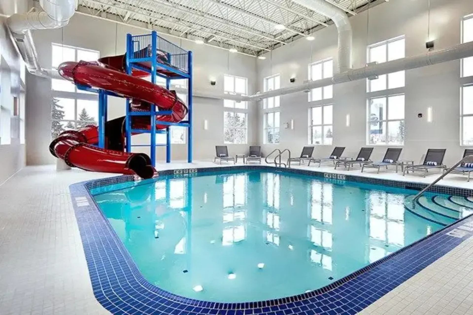 The pool with slide at  Best Western Plus Edmonton Airport Hotel.