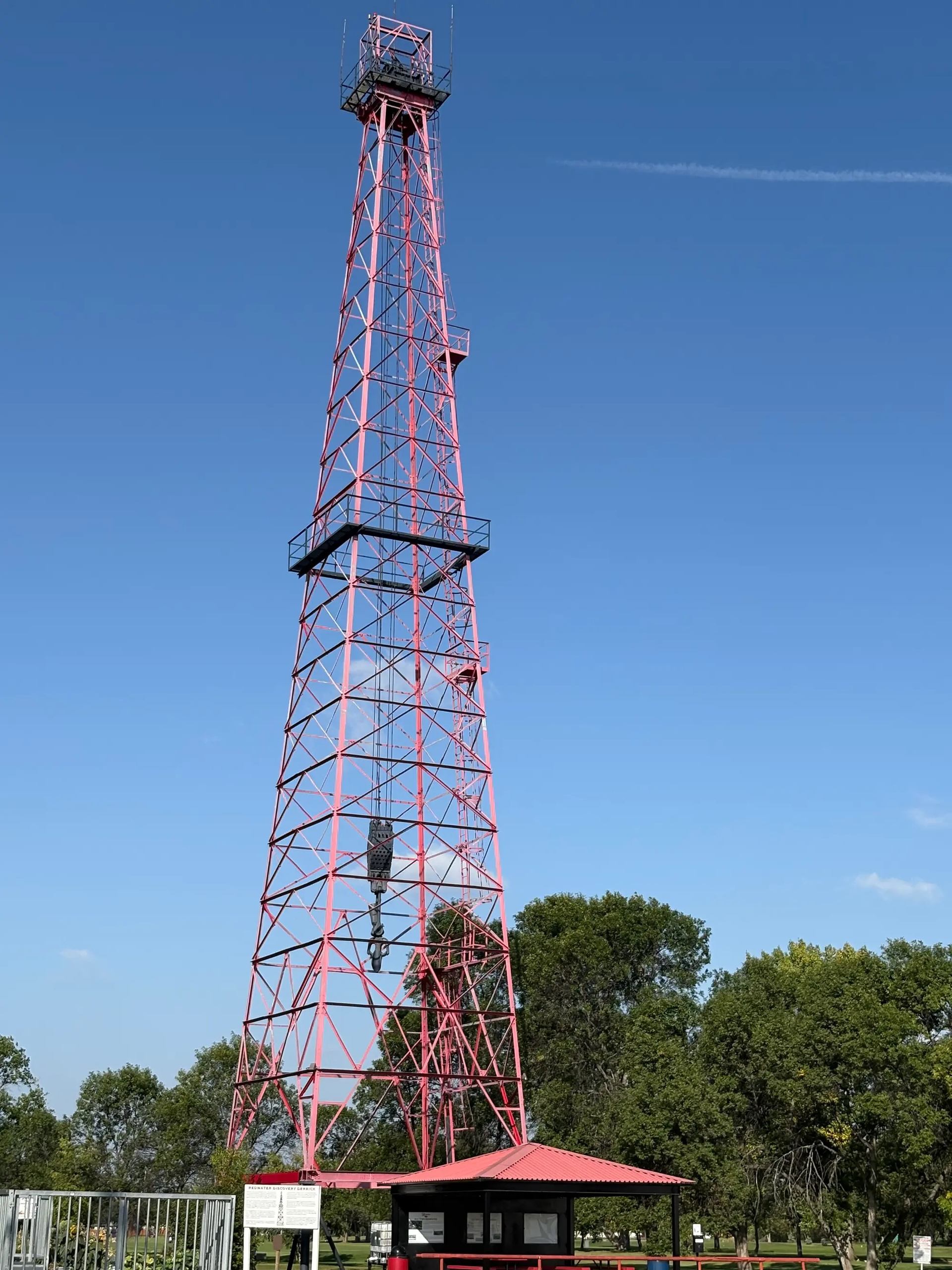 The original oil Derrick that discovered oil at Redwater, now located at Pembina Place, Redwater