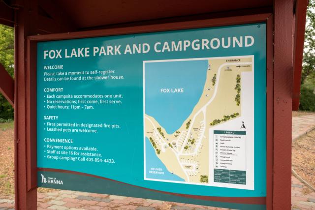 Map sign at Fox Lake Campground.