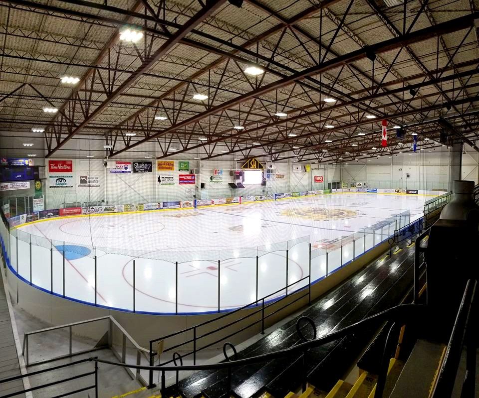 Interior of sportsplex ice rink.