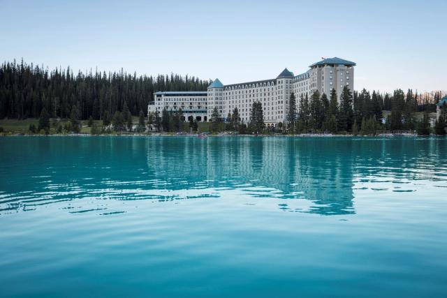 Exterior of the Fairmont Chateau Lake Louise in Banff National Park.