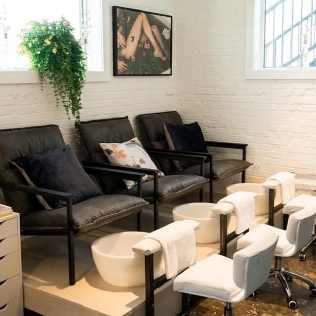 Pedicure chairs at the beauty bar
