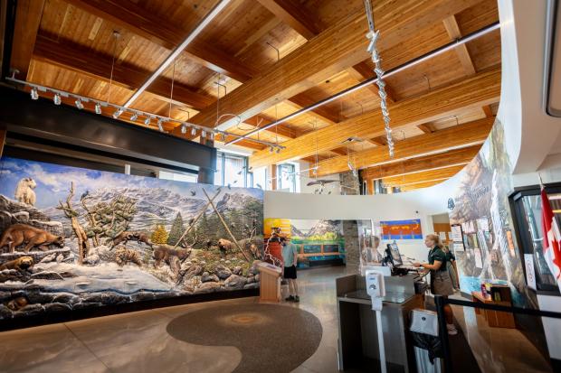 The inside of the visitor centre.