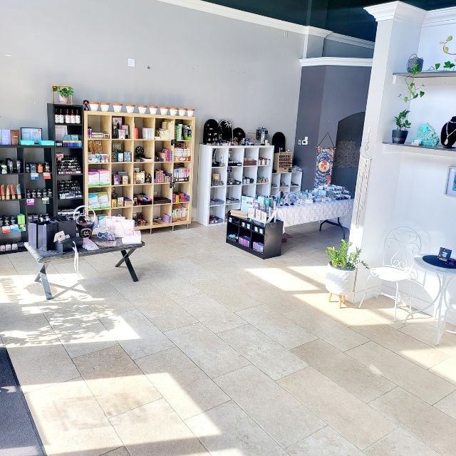 Gemstone shop, locally made items, wellness
