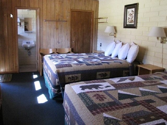 A guest room with two beds