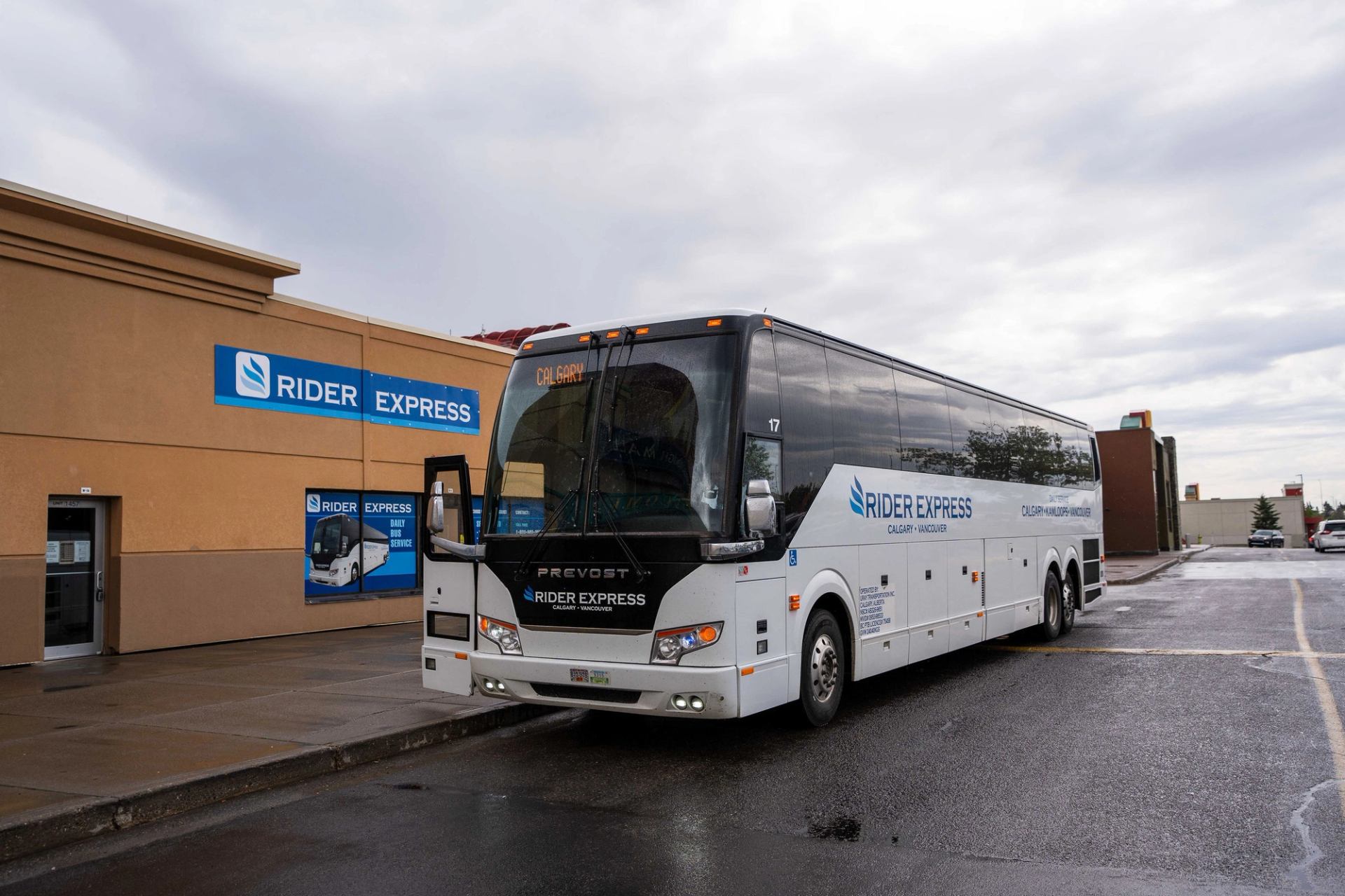 Exterior of the Rider Express bus.