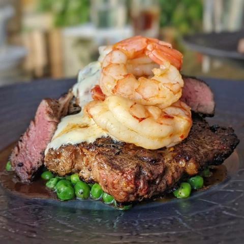 Steak entrée at the Longview Steakhouse in Alberta.