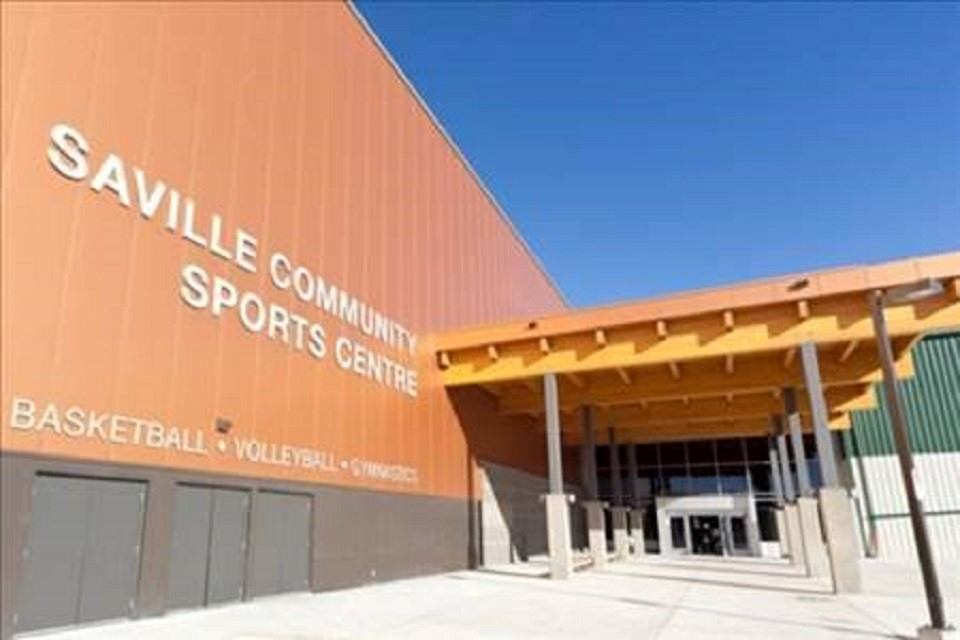 Saville Community Sports Centre exterior with entrance canopy and building signage.