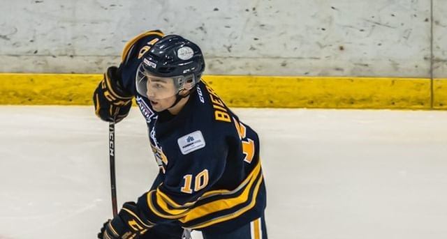 Grande Prairie Storm fires the puck during an Alberta Junior Hockey League home game at Revolution Place.