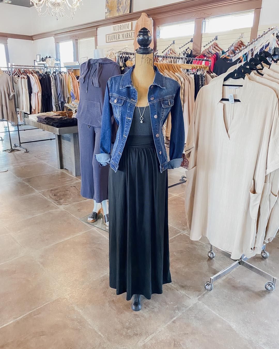 A rack of fashions inside the store