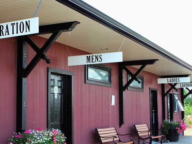 Washroom amenities at Aspen Crossing Campground.