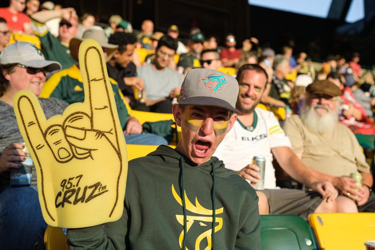 Edmonton Elks Excited Fan in Stands