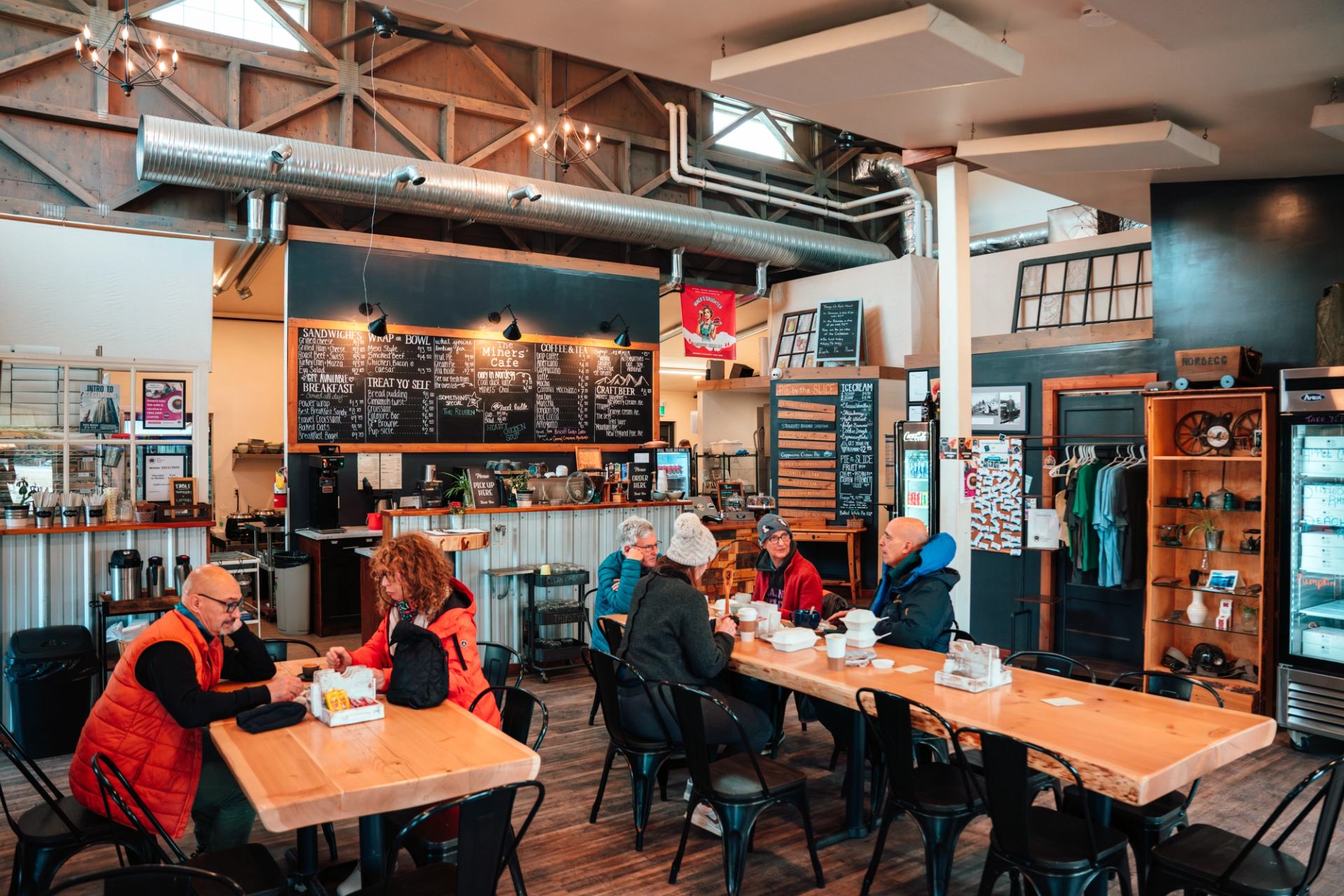 A welcoming gathering place where locals and visitors connect over coffee, food, pie, and conversati