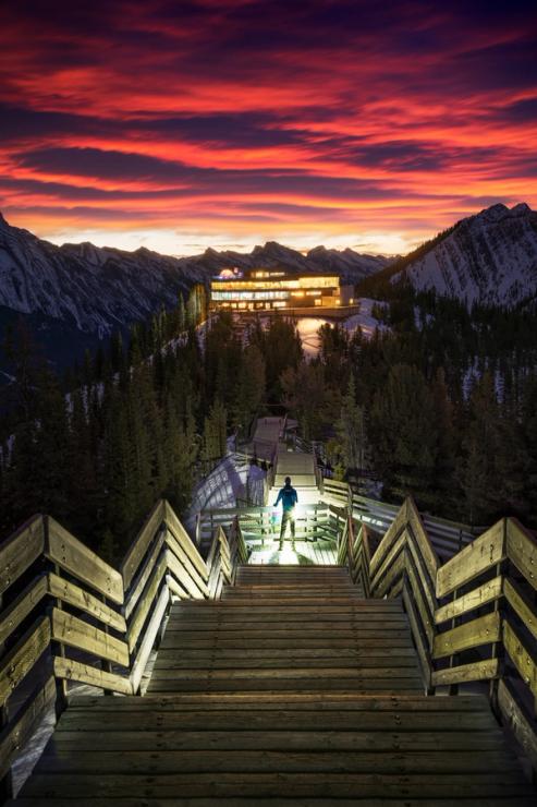 Stairway at the top of Sulphur Mountain in Banff.