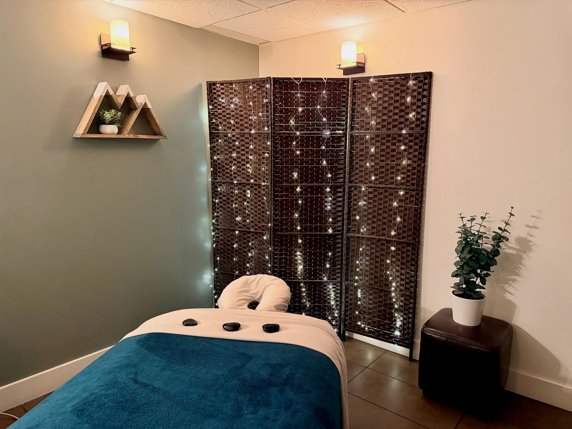 Cozy massage treatment room at Bodhi Wellness Canmore