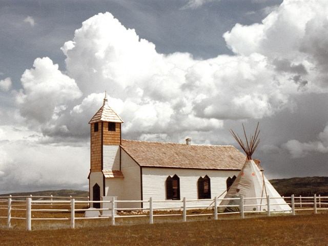 A scenic exterior of the McDougall Memorial United Church.