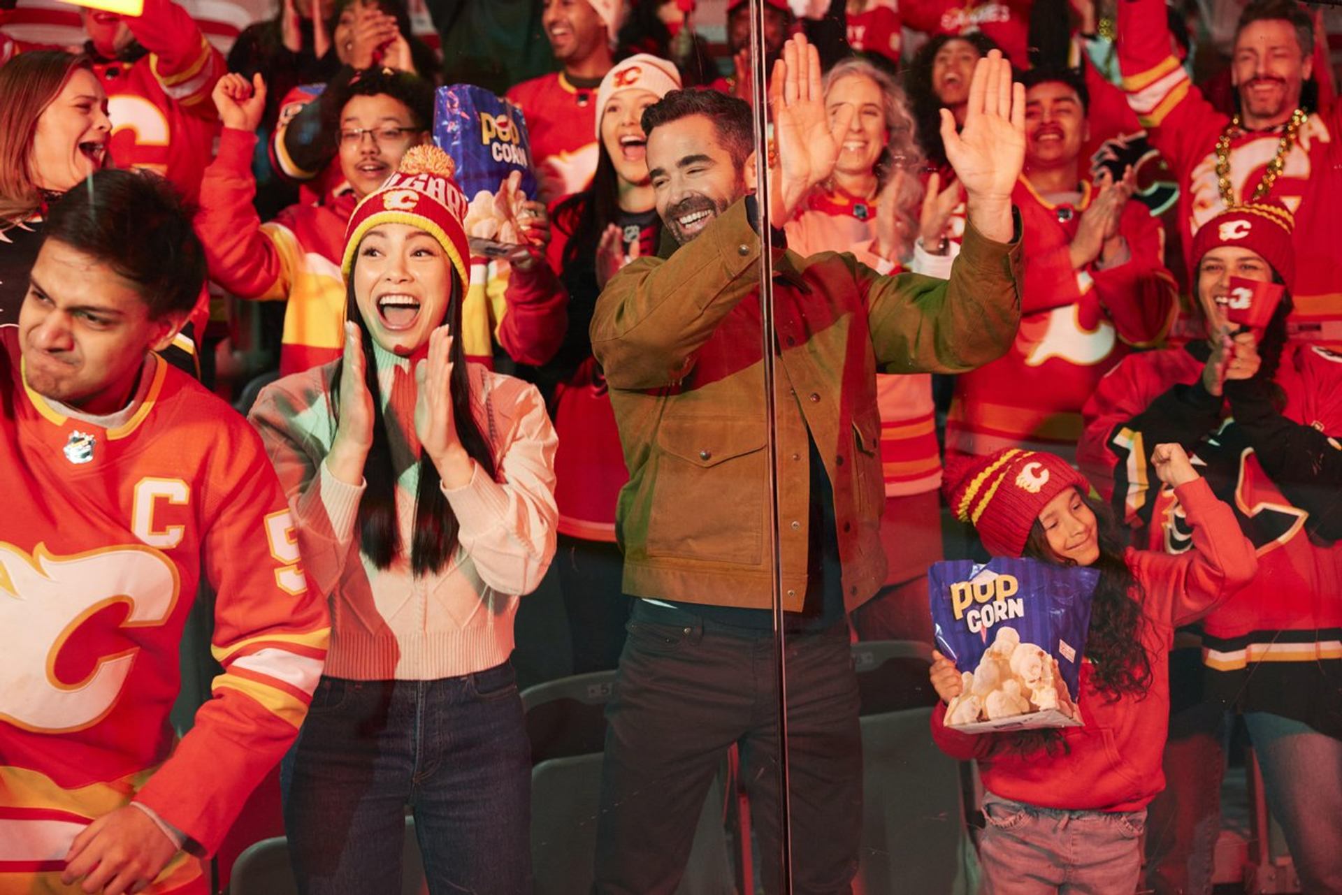 Calgary Flames fans cheering on the team