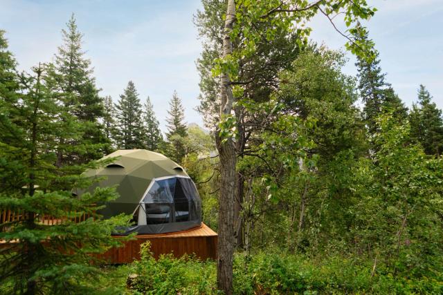 A glamping dome at Glamping Resorts in Castle Provincial Park.