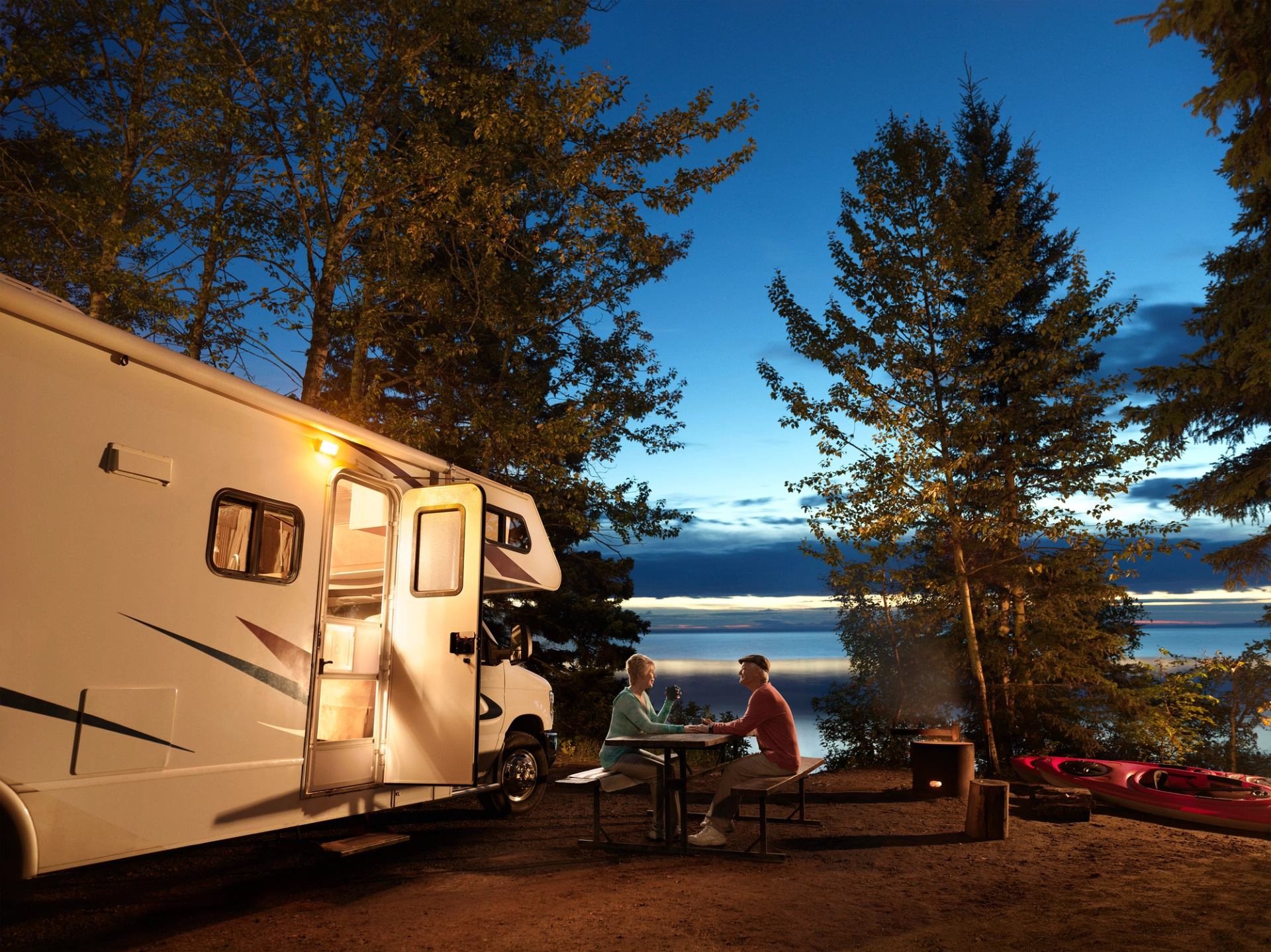 Elderly Couple RVing at Cold Lake.