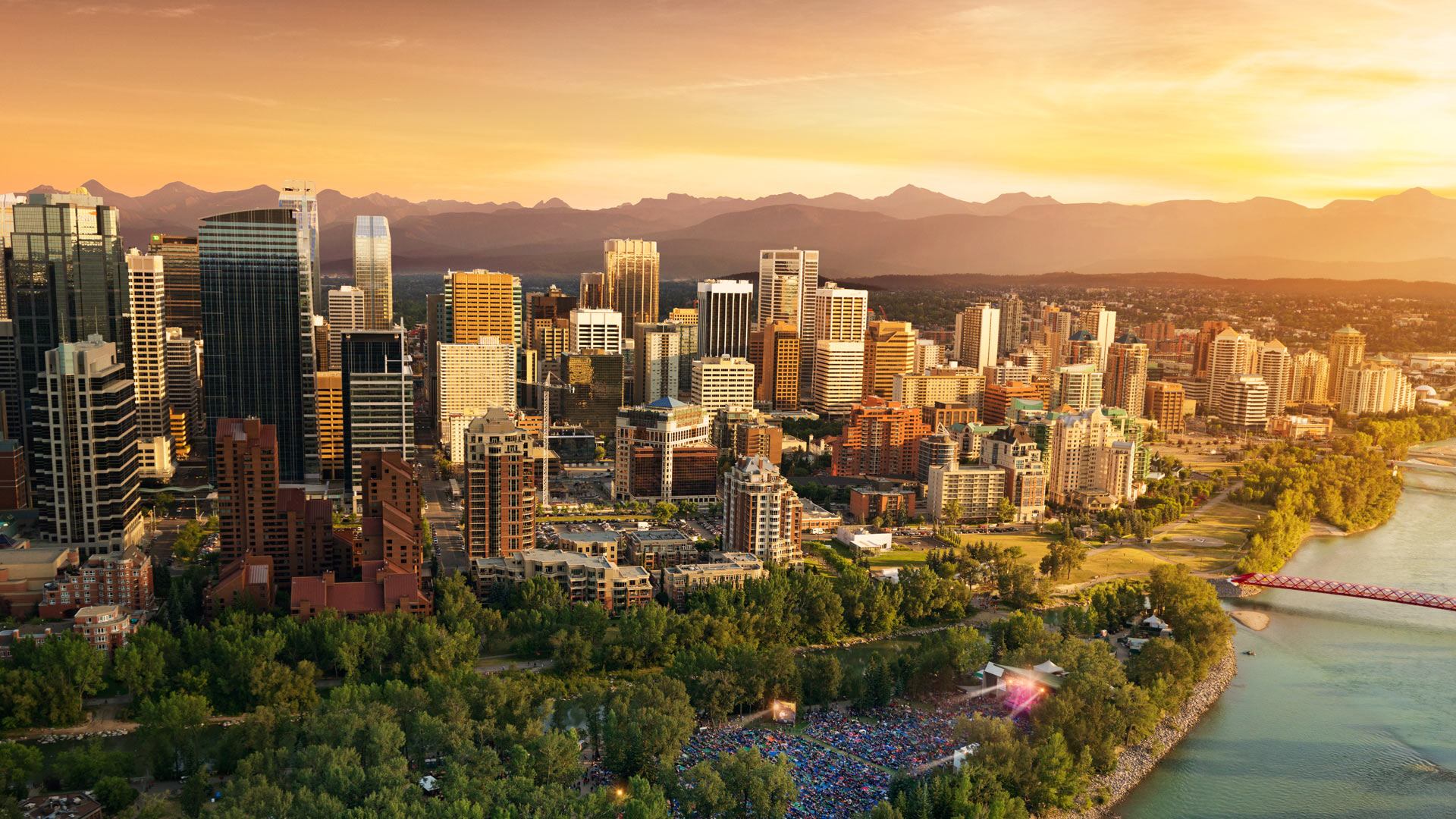 A view of Calgary in the sunset