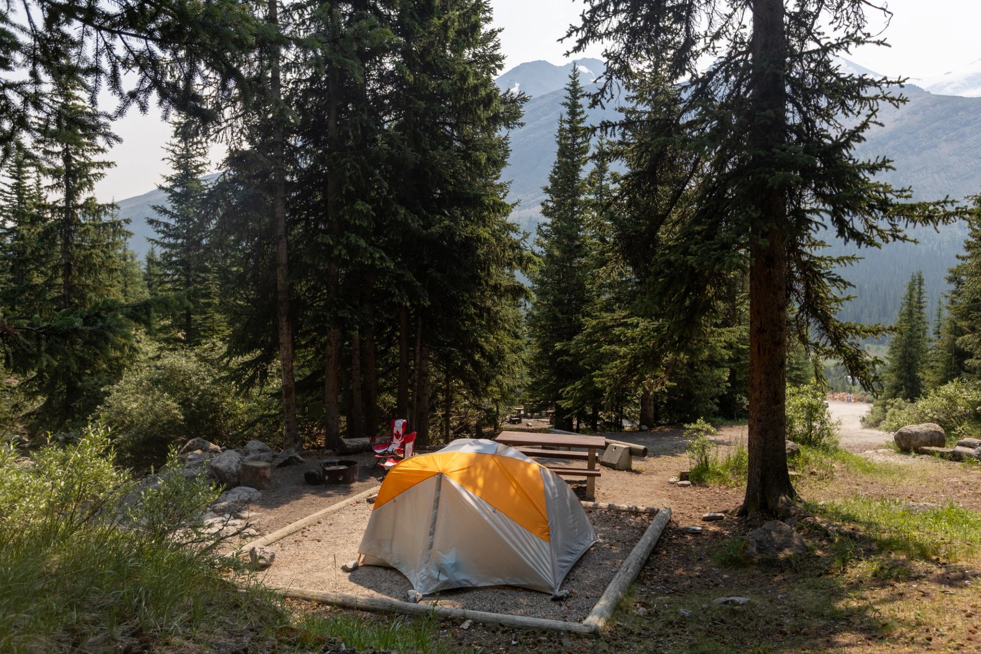 Campsite at Columbia Icefields Campground.
