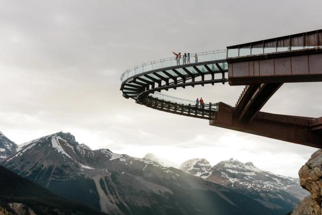 People standing on the Columbia Icefield Skywalk.